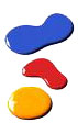 Ink dots colored blue red & yellow